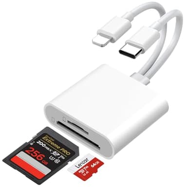 [Apple MFi Certified] SD Card Reader for iPhone iPad, Lightning USB C SD Card Reader for SD/TF, SD Card Adapter 2 in 2 Camera to iPhone Adaptor for iPhone/iPad/Macbook/Samsung/Android phones/Camera