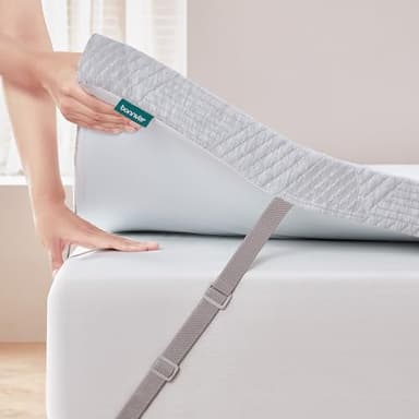 Bonnvia Mattress Topper Double Bed Thick, Mattress Topper Double Bed with Machine Washable Bamboo Fibre Cover