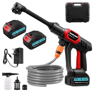 wowspeed Cordless Pressure Washer 1500W with 2 * 3Ah Batteries, 21V Handheld Pressure Washer Kit, High Pressure Washers with 2 Nozzles, 16.5ft Hose, Cordless Power Jet Wash for Car Gardening