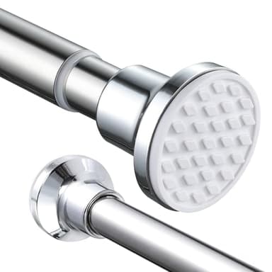 Extendable Shower Curtain Pole 130-201cm Stainless Steel Shower Curtain Rod Tension Rod Adjustable Telescopic Curtain Poles No Drilling Shower Curtain Rail for Bathroom Window Closet Kitchen Wardrobe