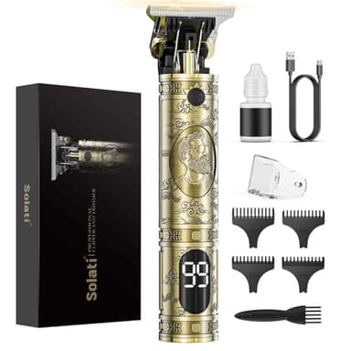 Beard Trimmer & Hair Clippers, Cordless Rechargeable Trimmer for Men, Premium Professional Barber Grooming Set with Zero Gapped T Blade Shaver & LCD Display Gift