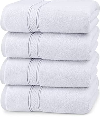 Utopia Towels - 4 Piece Bath Towels Set (69 x 137 CM) - Premium 100% Ring Spun Cotton - Quick Dry, Highly Absorbent, Soft Feel Towels, Perfect for Daily Use (White)