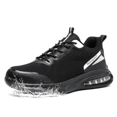 Nasogetch Safety Trainers for Men Women Waterproof Safety Shoes Lightweight Steel Toe Cap Trainers with Cushioning Non-Slip and Puncture Proof Black 265 43 EU 9 UK