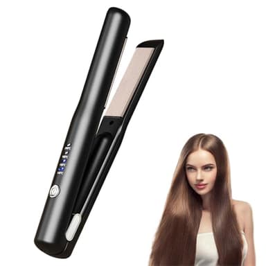 AVCXEC Cordless Hair Straighteners, 2in1 Mini Hair Straightener and Curler, Travel Straighteners USB Rechargeable, Portable Straighteners with 4 Temperature Levels, Effective for Straightening&Curling