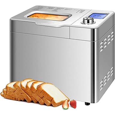 Cookeer Bread Maker with 25 Programmes Programmable Bread Maker Steel 500 to 900 g Keep Warm Function Automatic Programmable Timer 13 h BPA Free