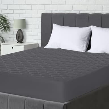 Utopia Bedding Quilted Mattress Protector, Breathable Mattress Pad, Deep Fitted Cover (Grey, Double - 135 x 190 + 38 cm)