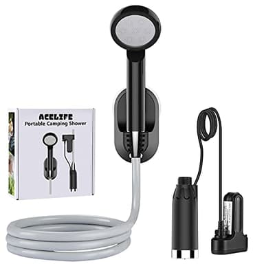 ACELIFE Camping Shower with Battery Portable Showers Outdoor Camping Shower with Water Pump 2200 mAh Rechargeable Batteries Water Pump for Hiking Travel Garden Pet Cleaning Car Wash