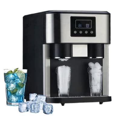 Electric Ice Crusher, Ice Maker Machine, 16 Ice Cubes in 9 Mins, 2 Sizes of Ice, 15 KG in 24 Hrs, Ice Cube Maker and Water Dispenser for Making Iced Tea and Coffee etc, Home, Kitchen, Offiee and Bar