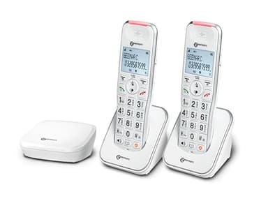 Geemarc Liberty 200 Twin - Home Telephones with Extra Small DECT Base - Amplified Cordless Handsets to Be Placed Anywhere in the House
