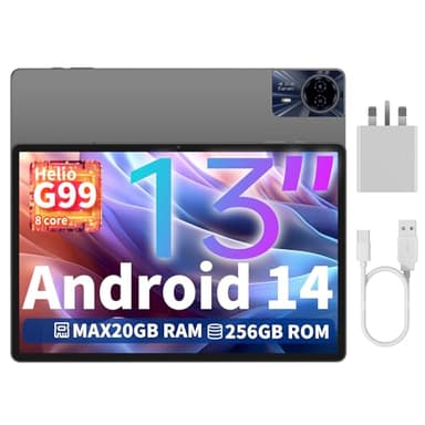 TECLAST T65MAX 13 Inch Tablet Android 14, 20GB+256GB/TF 1TB, Helio G99 Octa-Core Gaming Tablet, 10000mAh/18W Fast Charge, Large Tablets with Widevine L1, 2.4G/5G WiFi, 8+13MP - Metal