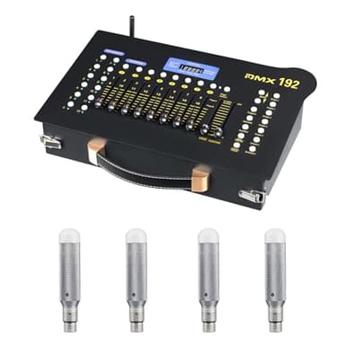 CaalLogt DMX512 Controller Stage DJ Light Console Lighting Mixer Board Console Wireless DMX Transmitter Receivers Set 192 Channels for Party DJ Disco Lights Show Night DJs KTV Bars Moving Heads