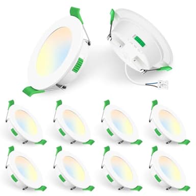 ALUSSO LED Downlights Ceiling 230V, Dimmable 5W 440LM LED Recessed Ceiling Lights, 3CCT 3000K 4000K 6500K Adjustable Spotlights, Cut Φ68-78mm, 29mm Ultra Slim Downlights for Ceiling, 10 Pack
