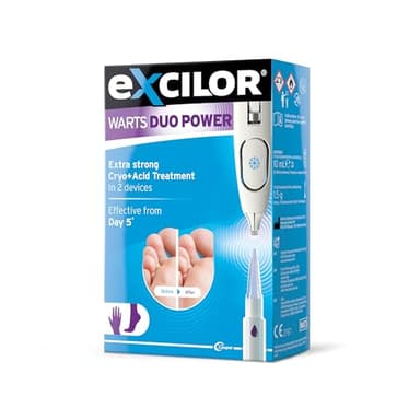 Excilor Warts Duo Power Treatment - Extra Strong Effective Wart Verruca Removal - 2 Devices in 1 Box - Cryo Freeze & Acid Treatment - Hands & Feet - Effective from Day 5 - Clinically Proven