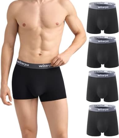 wirarpa Men's Underwear Trunks Micro Modal Boxer Shorts Soft Comfortable Underpants for Men 4 Pack Black Size M