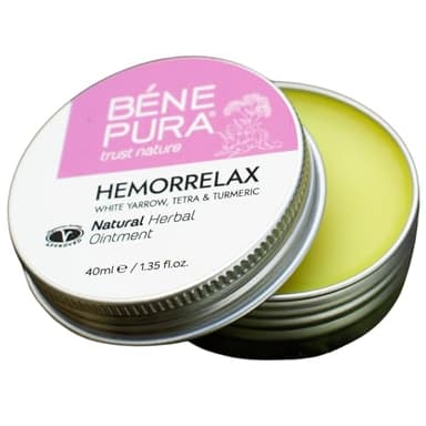 BenePura Hemorrelax Hemorrhoids Ointment, Natural Ointment for Burning, Itching and Discomfort with White Yarrow, Sumac and Turmeric, 40 ml