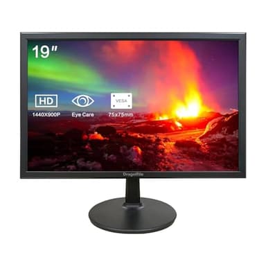 19 Inch PC Desktop Monitor 1440x900, Dual Built-in Speakers, 60Hz, 5ms, Computer Display Low-Blue Light LED Monitors, HDMI, VGA, VESA Mountable Business Screen, Black