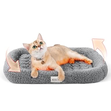 MORA PETS Self Heating Cat Bed Warmer Heated Cat Cushion Thermal Pet Pad Small Kitten Bed Mattress Puppy Dog Bed Mat 49x43x7cm Grey