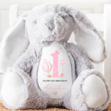 Personalised 1st Birthday Teddy | 1st Birthday Gift | First Birthday Gift, 1st Birthday Present | 1st Birthday Teddy Bear, Pink Balloon