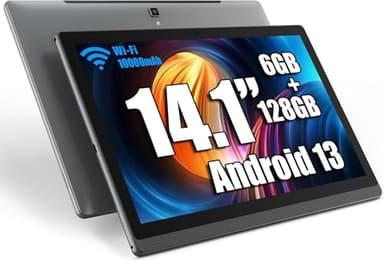 azamp Tablet MES-B1, 14.1 Inch Android 13 Tablets with 1920 * 1080 IPS HD Large Display, 6GB/128GB, WiFi, and 10000mAh Battery - Ideal for Productivity, Entertainment, and Education