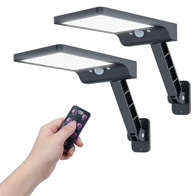 COLBOR Outdoor Solar Lights, Security Lights Outdoor with Motion Sensor/Remote Control IP65 Waterproof 3 Modes Outdoor Lights Solar Powered for Garden Fence 2PCS, Solar-Outdoor-Wall-Lights-LED