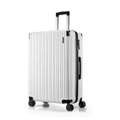 FLIEE Large Suitcase Hard Shell | Aluminum Telescopic Handle | TSA 3 Digit Combination Lock | 4 Dual Spinner Wheels | Lightweight Suitcase Large. (White, Large 28")