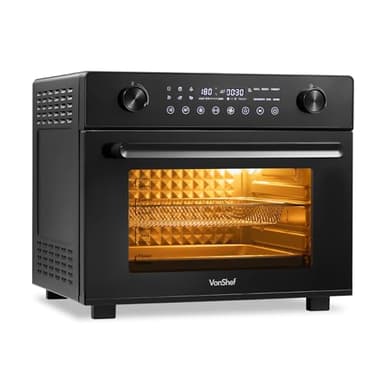 VonShef Air Fryer Oven 28L 1800W – Digital Countertop Convection Oven with Rotisserie for Family, 14-in-1 Multi-Function, Airfryer Toaster Bake & Reheat, Full Accessory Set, 60 Minute Timer