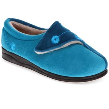 Pavers Wide Fit Antibacterial Slippers - Blue Teal Size 5