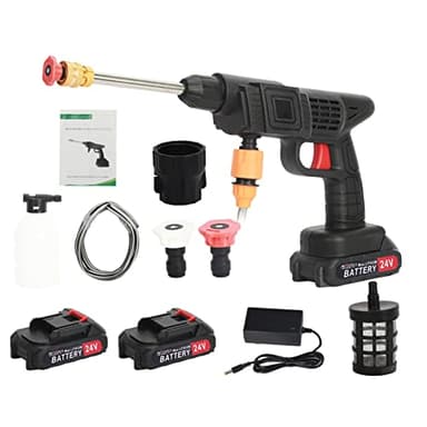 Altsuceser Cordless Pressure Washer, 24V Portable Power Washer with 2 Rechargeable Battery Powered Pressure Cleaner, Lightweight Power Washers for Patio and Car (Black)