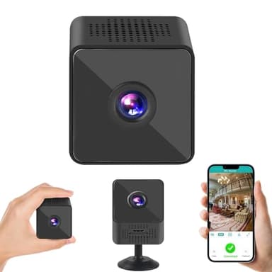 HAASIKI Mini Spy Camera for Home, Hidden Cameras Wireless WiFi Security Camera Nanny Cam Indoor Surveillance Camera, Small Secret Camera with Smart Audio, Motion Detection, Night Vision - Black