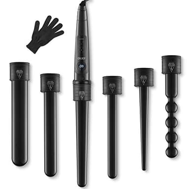 LOETAD Curling Wand Tong Hair Curlers Set 6 in 1 Curling Irons with PTC Ceramic Barrels LCD 80°C-230°C Temperature Control