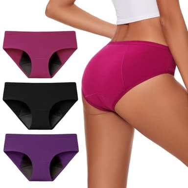 Molasus Period Underwear for Women Washable Incontinence Pants High Absorbency Protective Menstrual Knickers Ladies Bladder Control Leakproof Cotton Briefs Multipack Multicolor Small