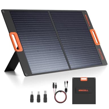 GRECELL 100W Solar Panel for Power Station Generator, 20V Portable Foldable Solar Cell Solar Charger with MC-10 High-Efficiency Battery, Solar Charger Charger for Outdoor Camping RV Hiking