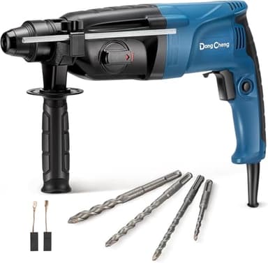 DongCheng 1 Inch SDS-PLUS 6.7AMP Corded Rotary Hammer Drill for Concrete/Masonry with 4pcs SDS Plus Drill Bits