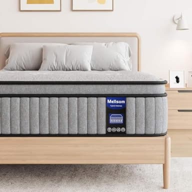 Mellsom King Mattress 5FT, Gel Memory Foam 7 Zone Pocket Sprung Hybrid King Size Mattress, 10 Inch Orthopedic Medium Firm Mattress for Pressure Relief Motion Isolation, 150x200x25cm