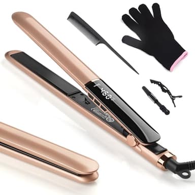 Hair Straightener with Ceramic Floating Plates for Sleek, Smooth & Soft, Dual Voltage Digital Display 150°C–230°C Ceramic Hair Straighteners and Curler 2 in 1 for All Hair Types