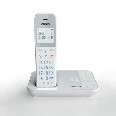 VTech XS1050 Cordless Phone with Answering Machine, Cordless DECT Telephone, Cordless Caller Detection/Call Function, Volume Amplifier, Hands-Free Function Call Protection, Caller Block, White