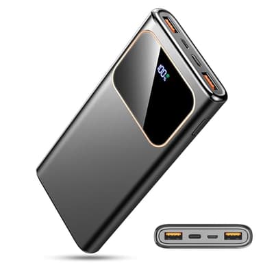 Power Bank Fast Charging 10000mAh, 22.5W Portable Charger USB C Input & Output Powerbank with LED Display, PD3.0 QC4.0 Phone Battery Pack for iPhone16/15/14/13/12, Samsung, Android More (Matte Black)