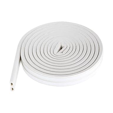 Gsrhzd Door Seal Strip, 12M Weather Strip, Self Adhesive Type D Window Seal Strip, 9MM X 6MM Weather Stripping, Door Draft Excluder Strip, for Water-Proofing, Dustproof, Noise and Cold,White