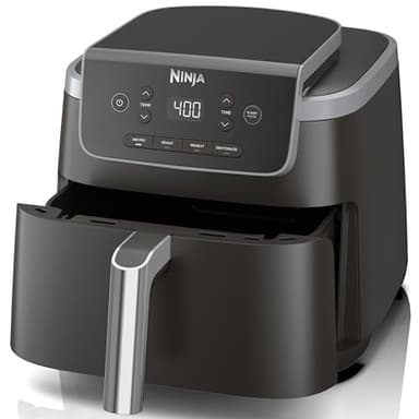 Ninja AF141 Air Fryer Pro 4-in-1 with 5 QT Capacity, Air Fry, Roast, Reheat, Dehydrate, Air Crisp Technology with 400F for hot, crispy results in just minutes, Nonstick Basket & Crisper Plate, Grey