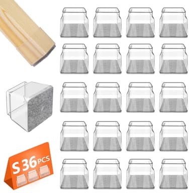 36 Pcs Chair Leg Floor Protectors Silicone Chair Leg Covers Caps Stool Leg Protectors Square Chair Leg Protection Covers Furniture Feet Protectors Pads, No Scratches and Noise(Small)