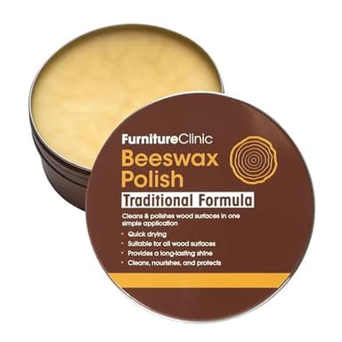 Furniture Clinic Clear Beeswax Polish for Wood & Furniture - 200ml - Natural Beeswax for All Wood Types and Colours - Wood Furniture Polish to Protect & Enhance Any Wooden Surface