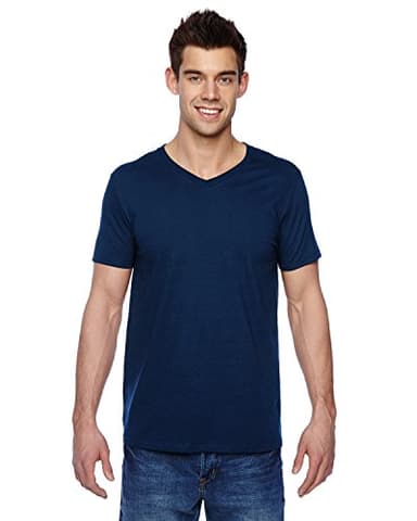 Fruit of the Loom Mens Valueweight V-Neck, Short Sleeve T-Shirt (2XL) (Deep Navy)