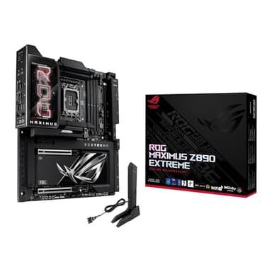 ASUS Intel ROG Maximus Z890 Extreme E-ATX motherboard, 24+2+1+2 power stages, DDR5 slots, PCIe 5.0 with full support for next-gen GPUs, six M.2 slots, WiFi 7, Thunderbolt 5 ports