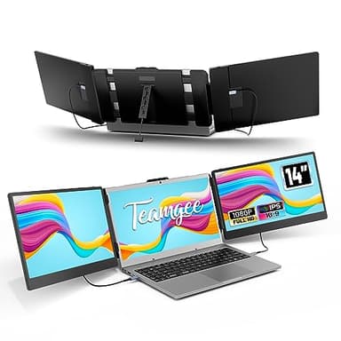Teamgee Portable Monitor for Laptop, 14" 1080P Full HD IPS Portable Laptop Screen Extender, Triple Screen Work with 13.3" -17" PC Mac Windows Chrome