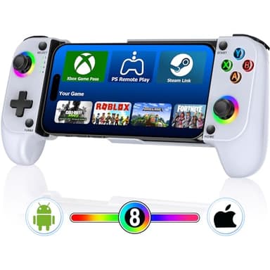 Ultimate Wireless Mobile Gaming Controller for iPhone/Android Phone,Phone Controller with Hall Effect Joystick, iPhone Controller with Wake Up,TUROB,Dynamic RGB,Phone Game Controller for PS,Xbox,Steam