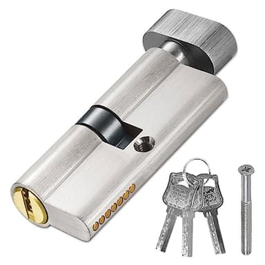 35T/35 Thumb Turn Euro Cylinder Lock (70mm), Gate Lock with 4 Keys, Anti-Drill and Anti-Pick Barrel Profile Lock for Wooden, UPVC and Composite Doors