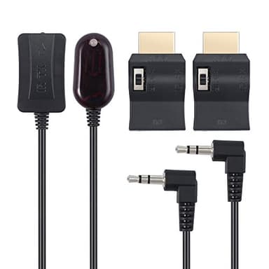 eSynic IR Extender Set Professional IR Signal Extender 30KHZ-60KHZ IR Extender Emitter Receiver Infrared Repeater System Cable Kit with HDMI Port for HDTV DVD etc