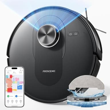 Proscenic Q8 Robot Vacuum Cleaner with Mop, Ultra Strong 5000Pa Robotic Vacuum with Lidar Navigation, 5 Real-Time Mapping, WiFi/Alexa/APP Remote Control Robot Hoover for Floor Carpet Pet Hair