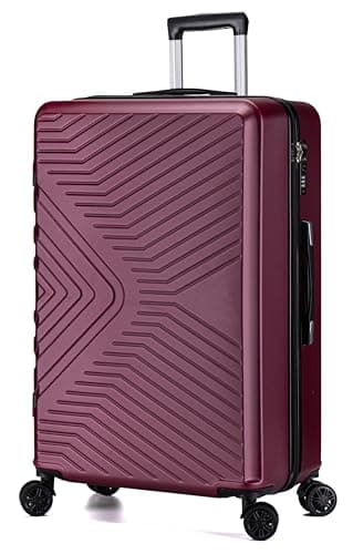 DK Luggage Large Hard Shell Suitcase Lightweight 4 Wheel Spinner Luggage ABS-147 (Red, 29" Large)