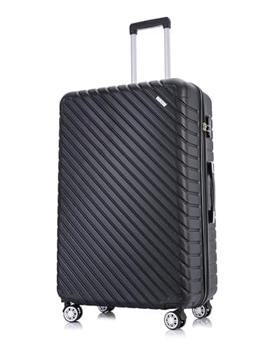 FLYMAX 29" Large Suitcases on 4 Wheels Lightweight Hard Shell Luggage Durable Check in Hold Luggage Built-in 3 Digit Combination Black 100 Liter